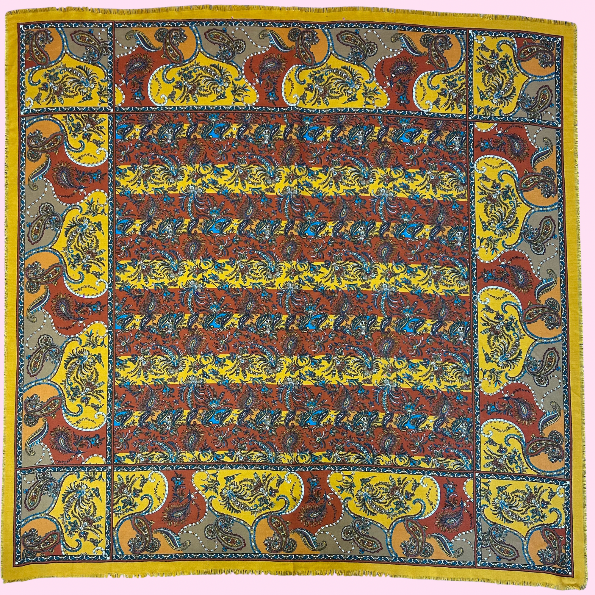 1980s Brown Paisley print scarf, Large