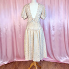 1980s Cream open back bow dress, by Aristos, size 10