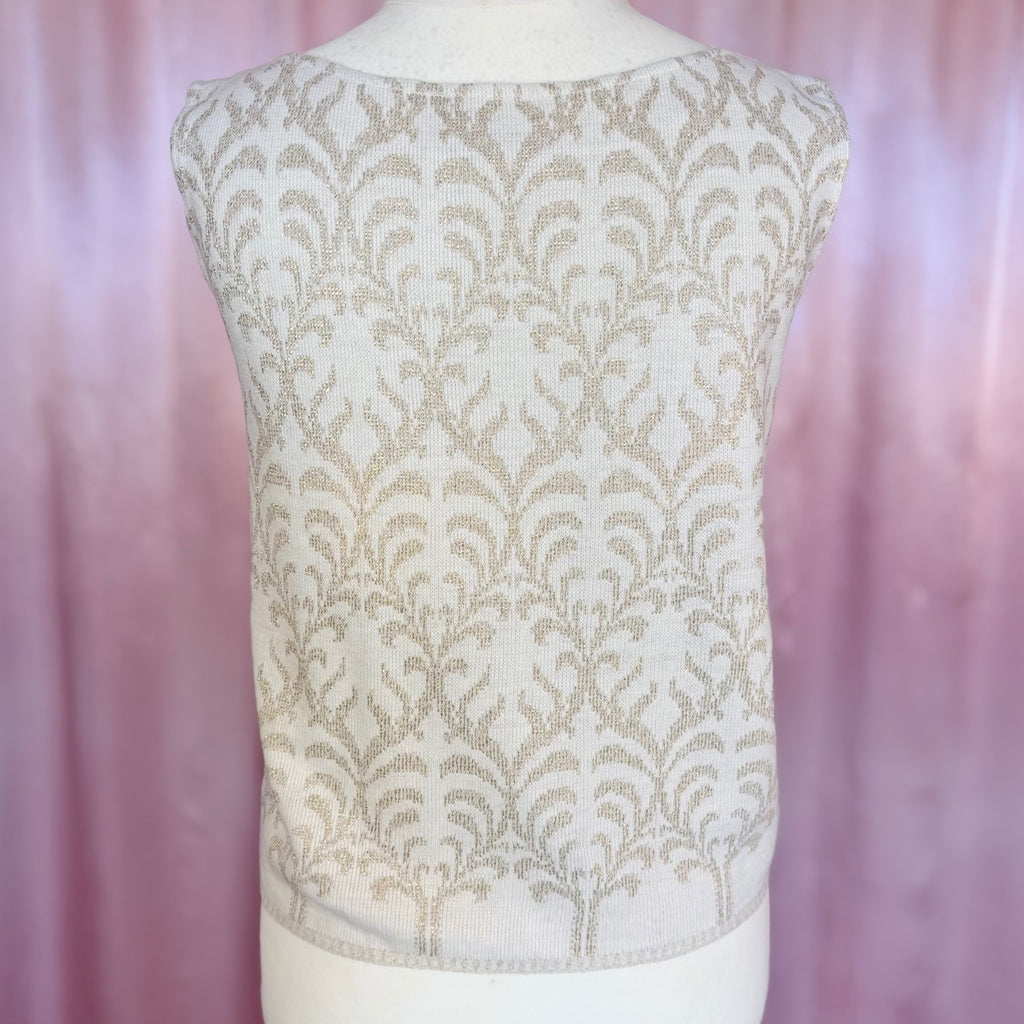 1960s Cream & gold knit top, by Emreco, size 12