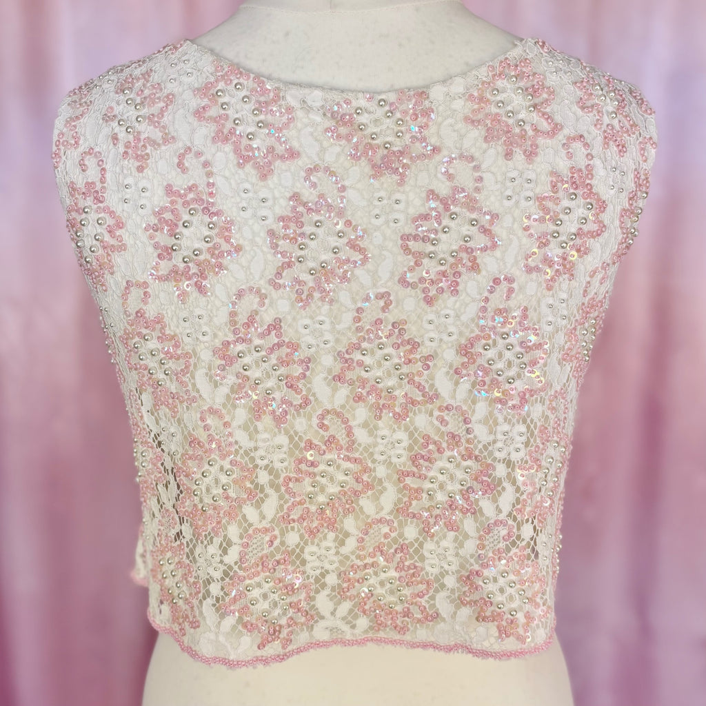 1960s Beaded lace crop top, unbranded, size 12