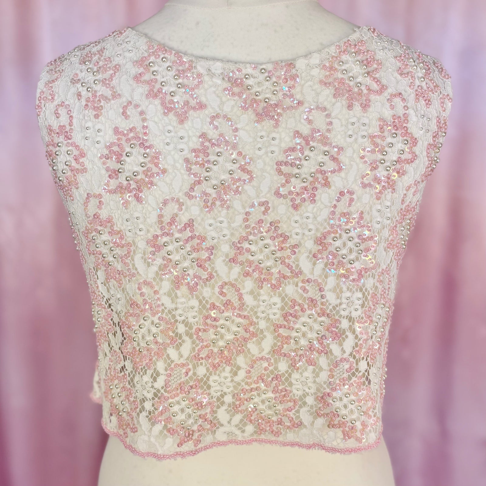 1960s Beaded lace crop top, unbranded, size 12