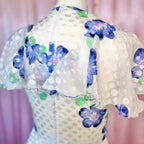 1970s White floral maxi dress, by Robilyse, size 8