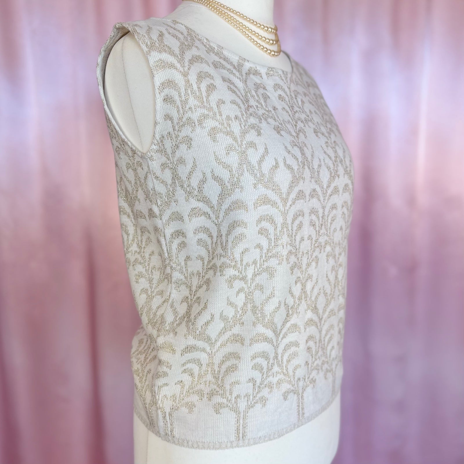 1960s Cream & gold knit top, by Emreco, size 12