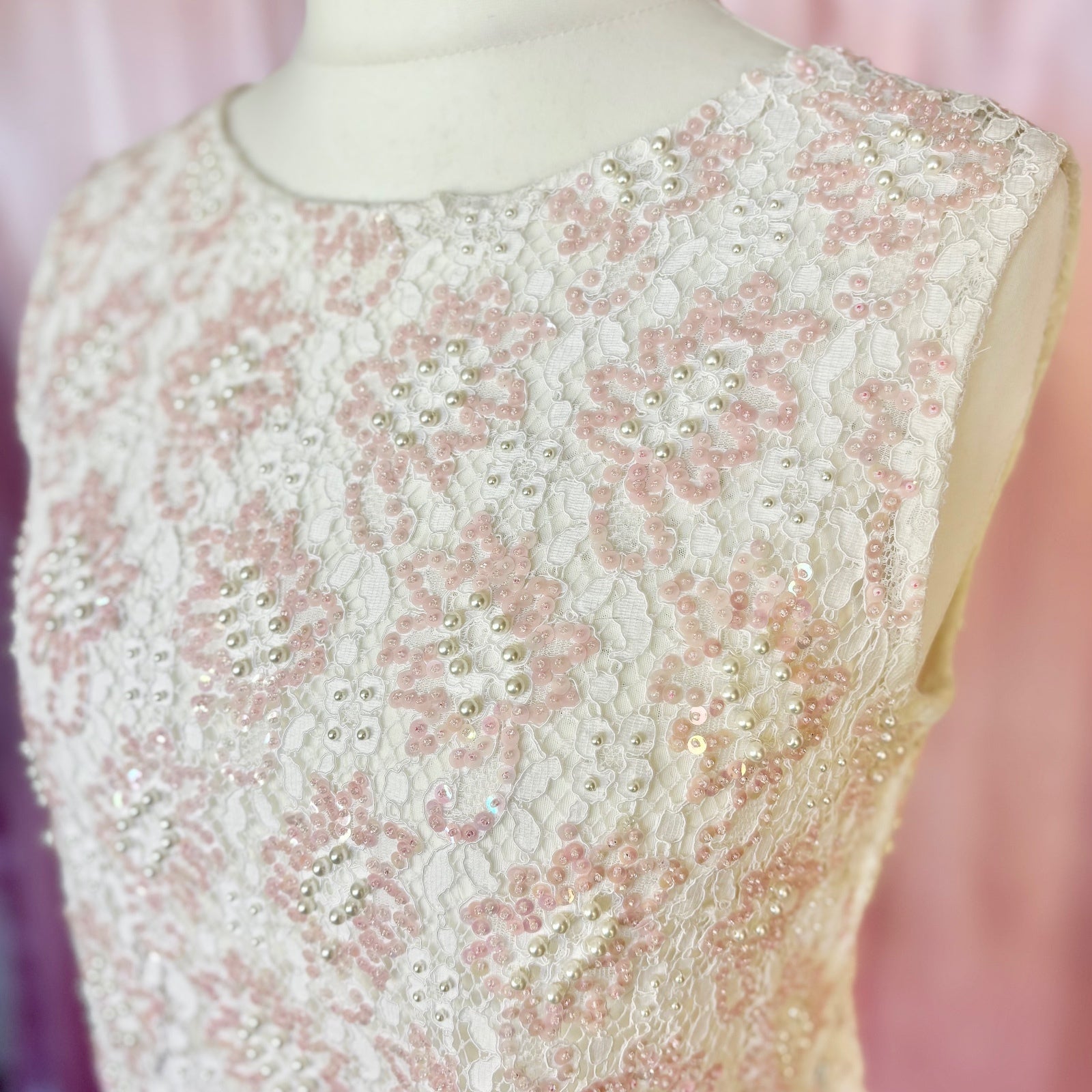 1960s Beaded lace crop top, unbranded, size 12