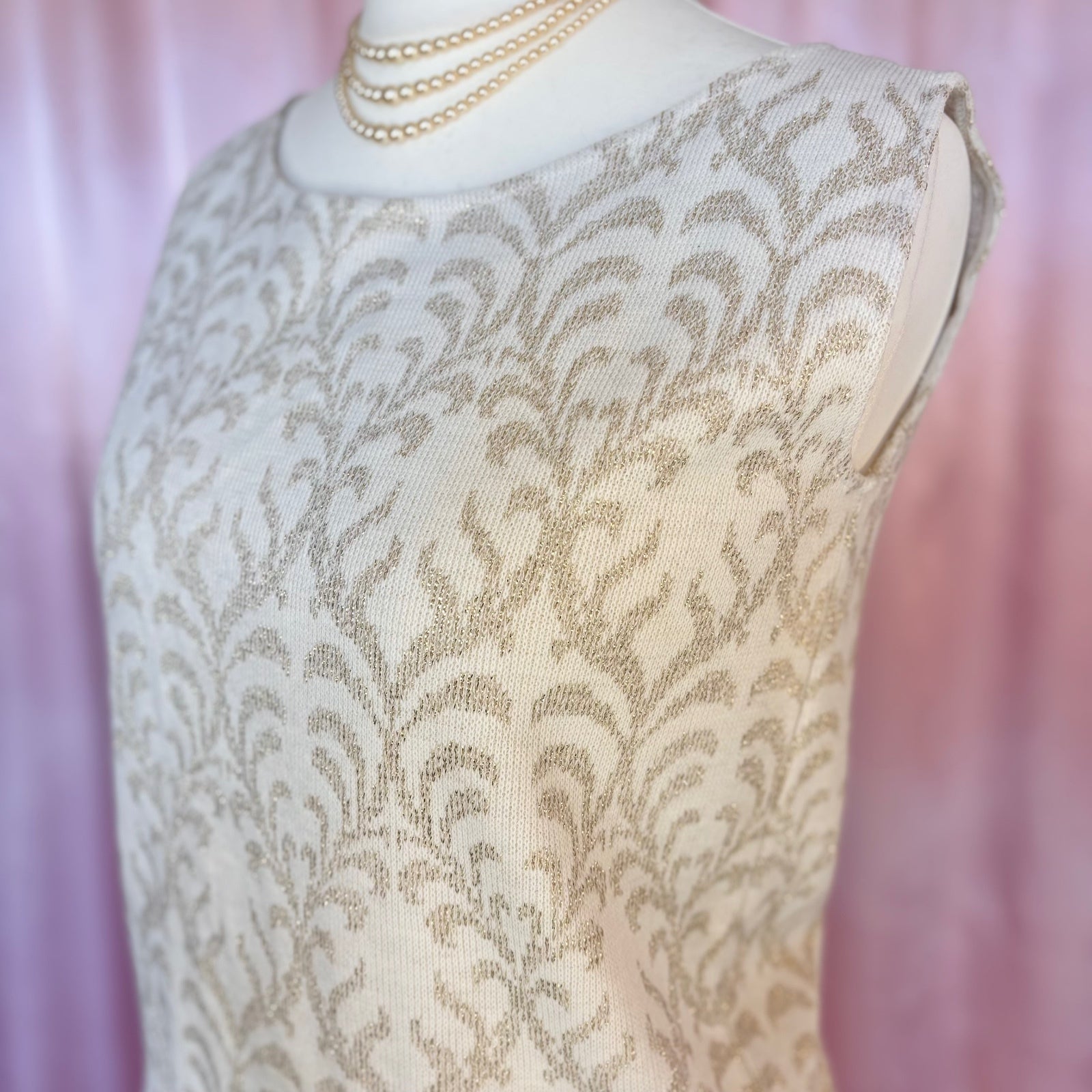 1960s Cream & gold knit top, by Emreco, size 12