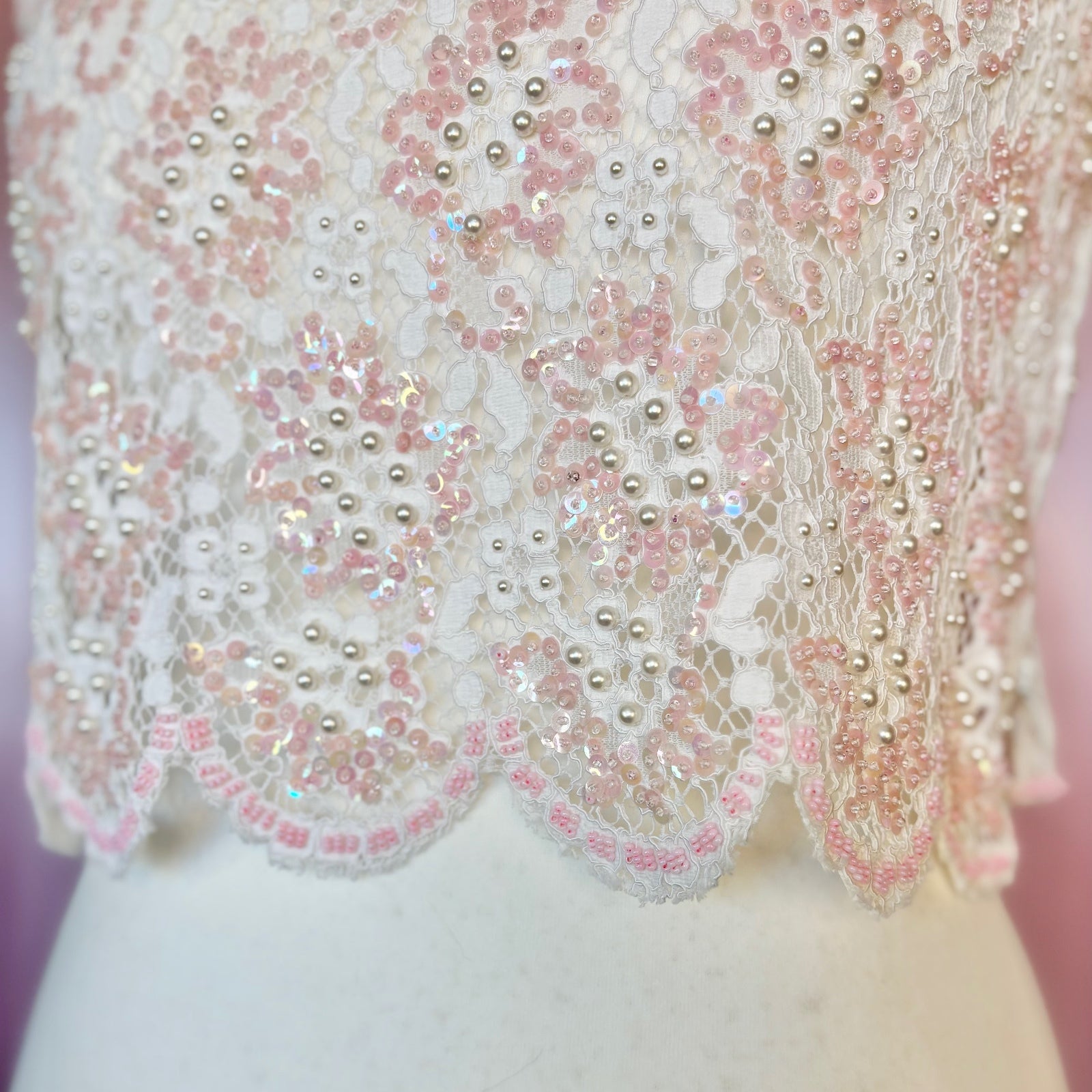 1960s Beaded lace crop top, unbranded, size 12