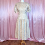 1980s Cream open back bow dress, by Aristos, size 10