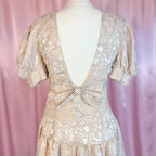 1980s Cream open back bow dress, by Aristos, size 10