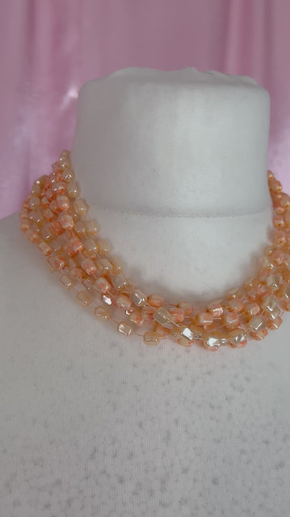 1950s peach multi-strand necklace