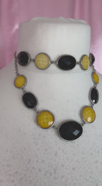 Reworked 1990s black & Yellow necklace