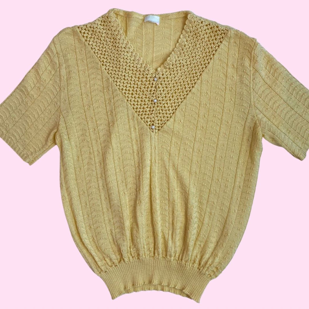 1980s Yellow jumper, by Littlewoods, size 14