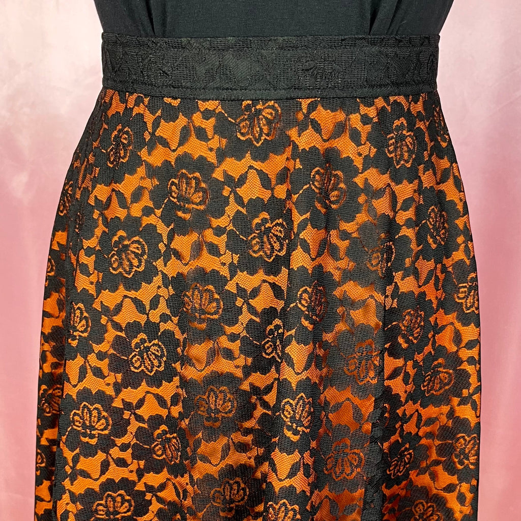 1970s Black lace skirt, by Creation Merlin Modell, size 8