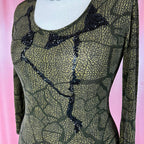 1990s slinky Khaki maxi dress, by Vera Finzzi, size 14