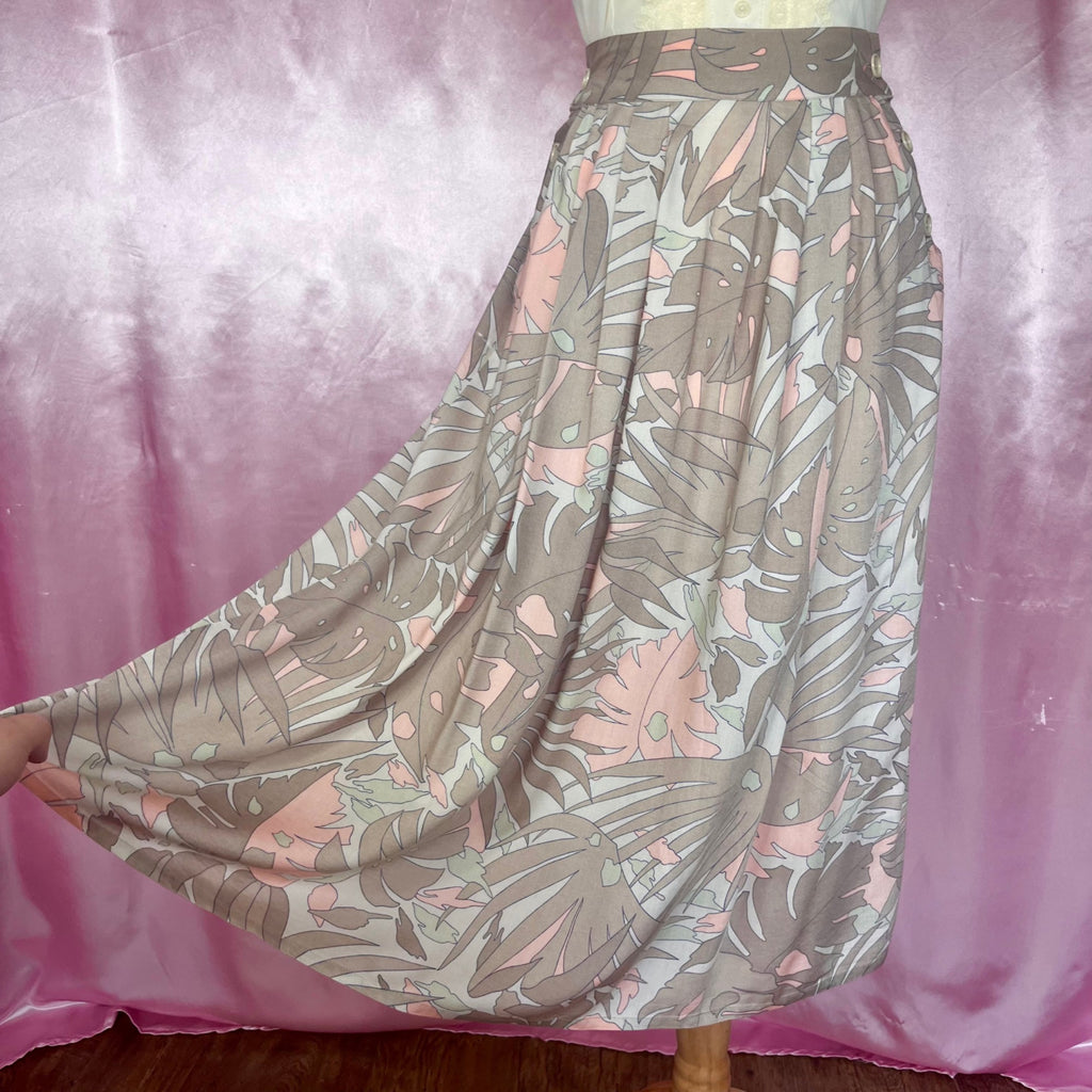 1980s Monstera print skirt, unbranded, size 6