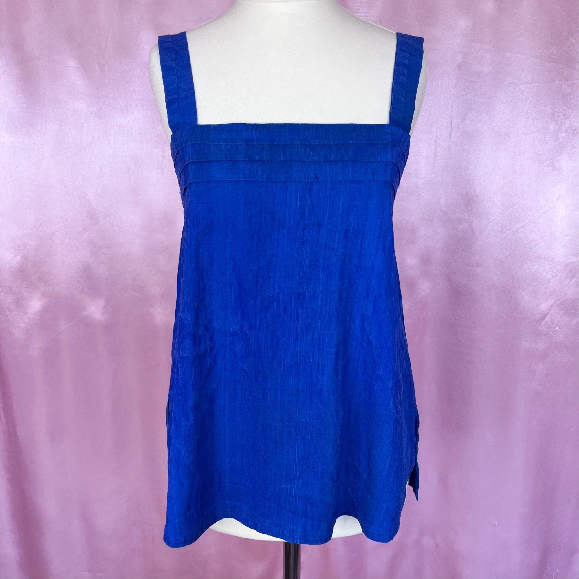 1980s Royal Blue silk top, by Nadine M, size 8/10