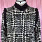 1980s Black & White plaid coat, by David Barry, UK 18