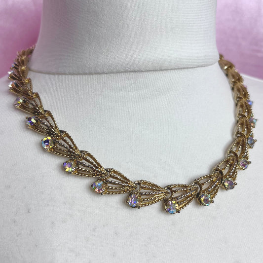 Gold AB diamanté necklace
