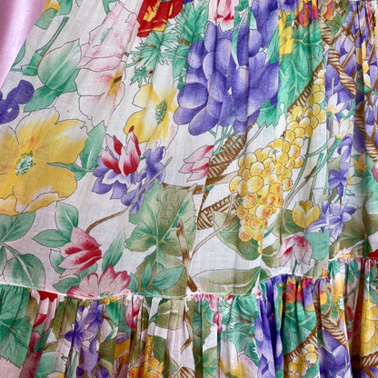 1980s floral & fruit print skirt, unbranded, size 10/12