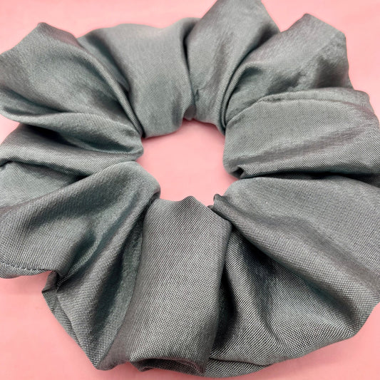 Handmade silky grey blue scrunchie