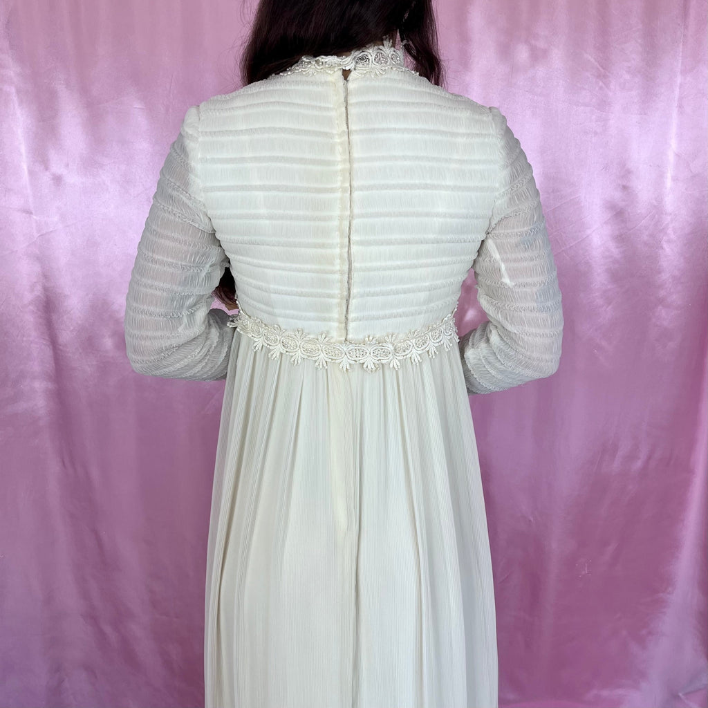 1970s Cream boho wedding dress, ILGWU, size 6