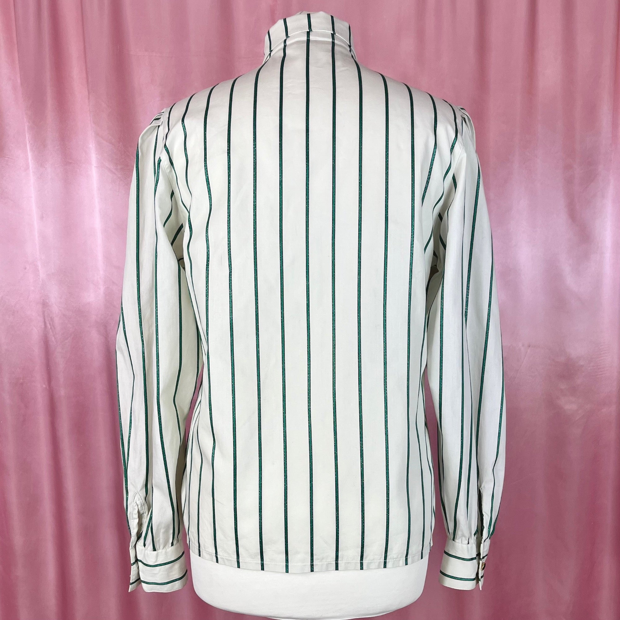 1980s White striped blouse, by Tru Blouse, size 12