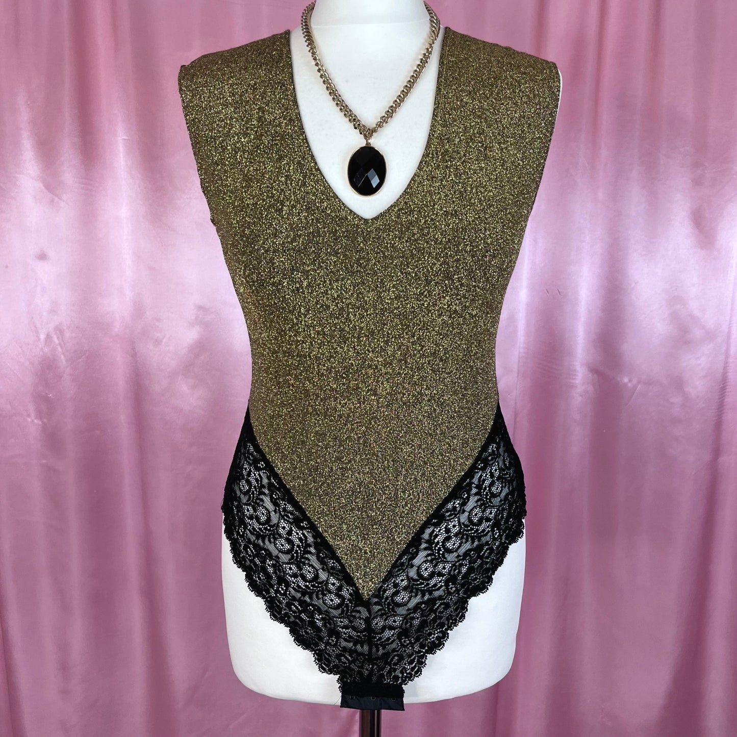 1980s Black & Gold bodysuit, unbranded, size 8