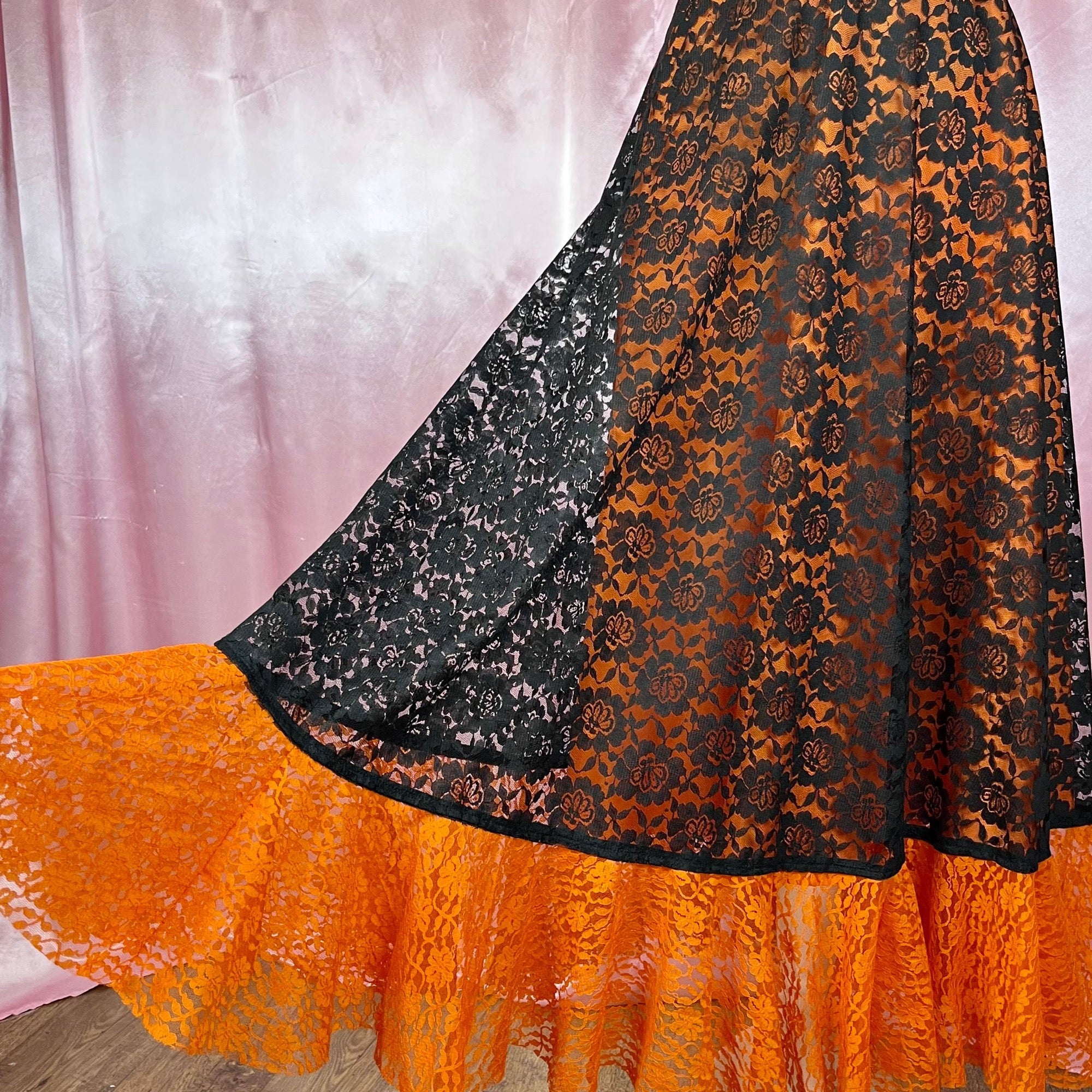 1970s Black lace skirt, by Creation Merlin Modell, size 8