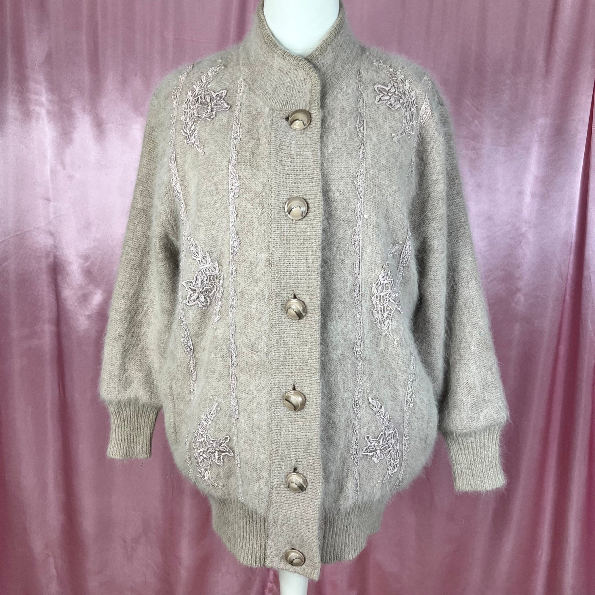 1990s Blush embroidered coatigan, by Cindrela, size 16