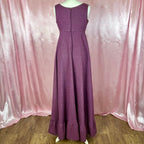 1970s Purple flared maxi dress, by Quad, size 10