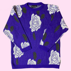 1980s purple floral jumper, by Pierre Cardin, size 14