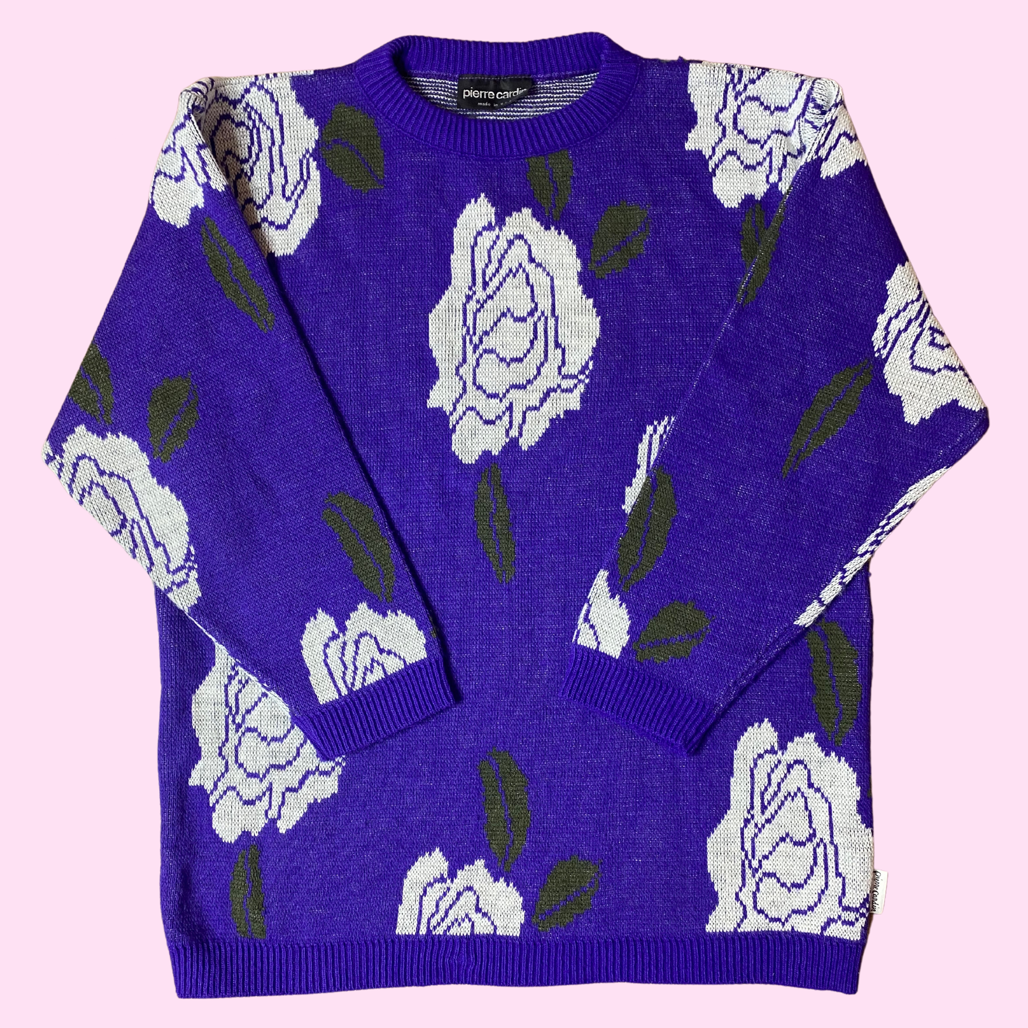 1980s purple floral jumper, by Pierre Cardin, size 14