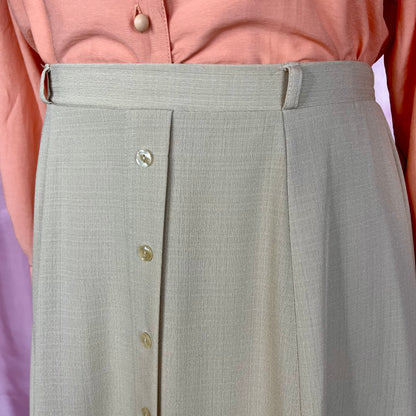 1990s Tan flared midi skirt, by Isabelle, size 18