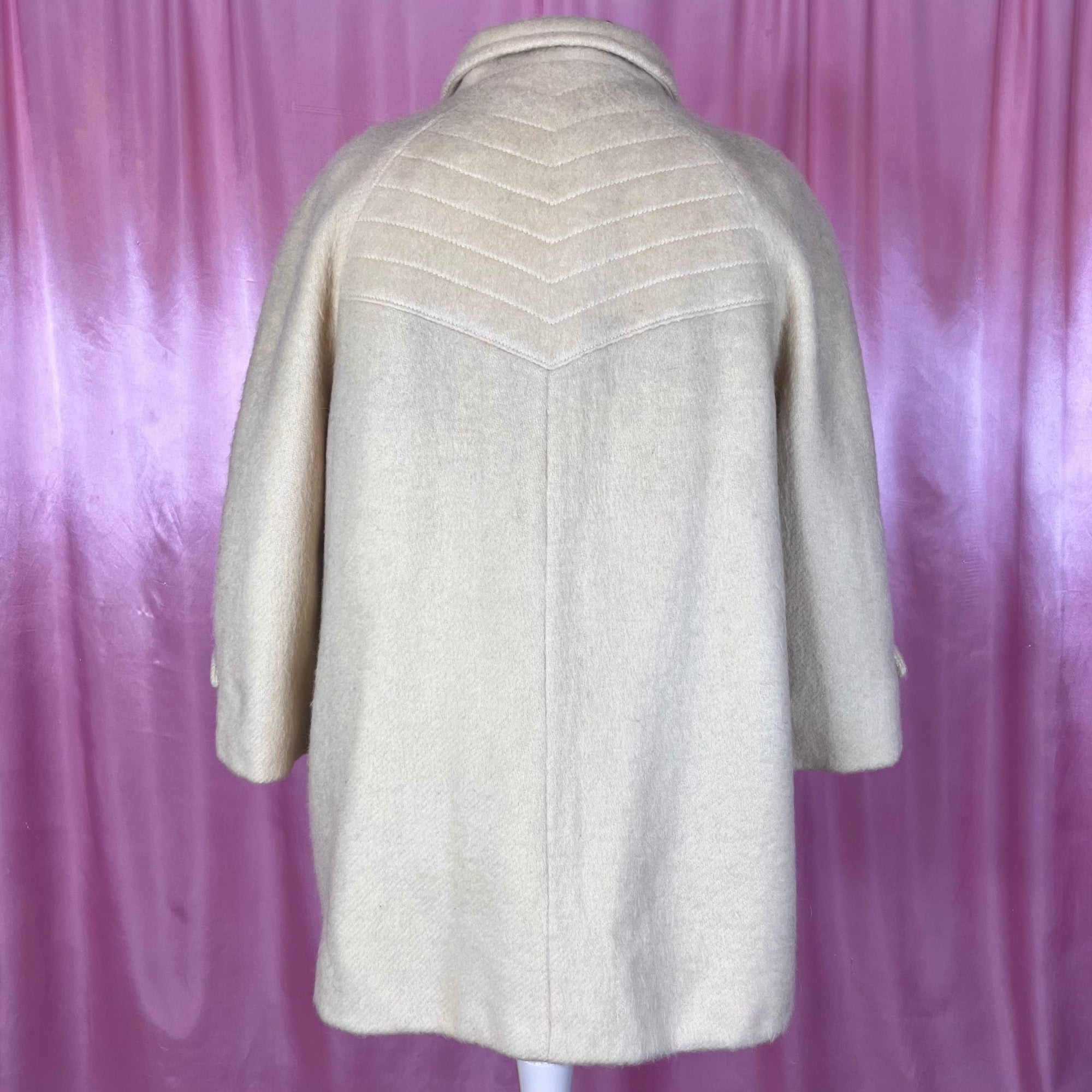 1980s Cream Wool swing coat, by C&A, size 18