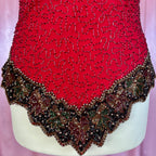 1980s Red beaded top, by Laurence Kazan, size 6