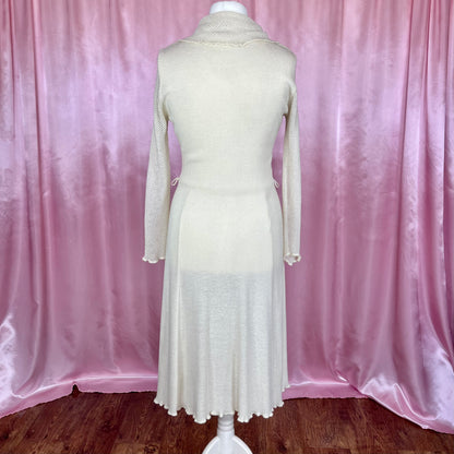 1970s cowl neck knit dress, unbranded, size 12