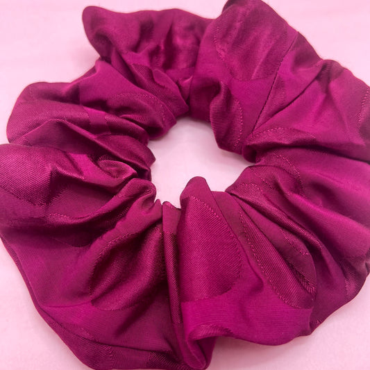 Reworked handmade red satin scrunchie