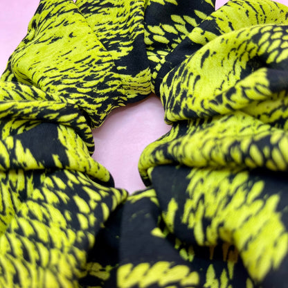 Oversize reworked green snake print scrunchie