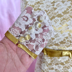 1960s Yellow & lace dress, Handmade, size 12