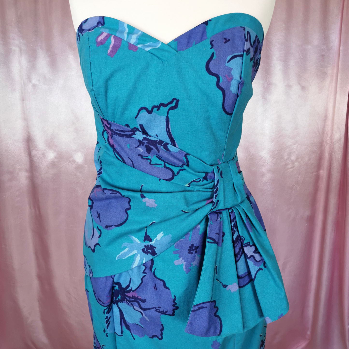 1980s floral strapless dress, by Laura Ashley, size 4