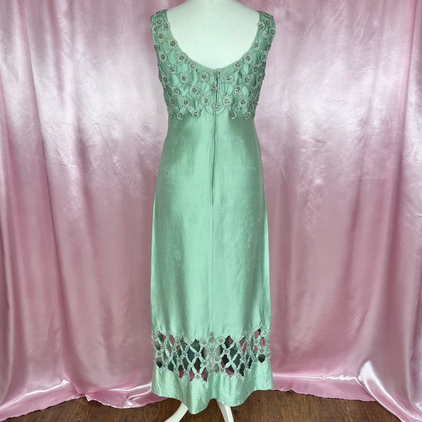 1960s Green evening dress, by Anne Gerrard, size 14