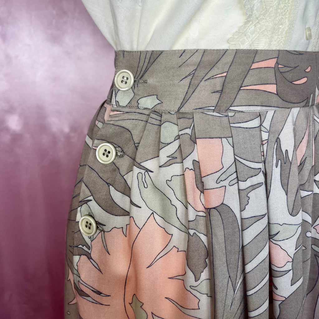 1980s Monstera print skirt, unbranded, size 6