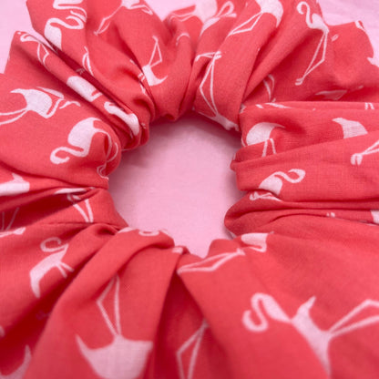 Reworked handmade Flamingo print scrunchie