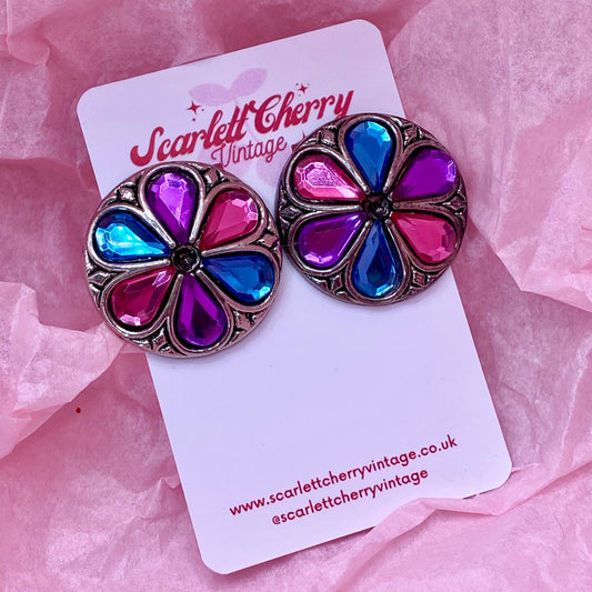 1980s multicoloured statement clip on earrings