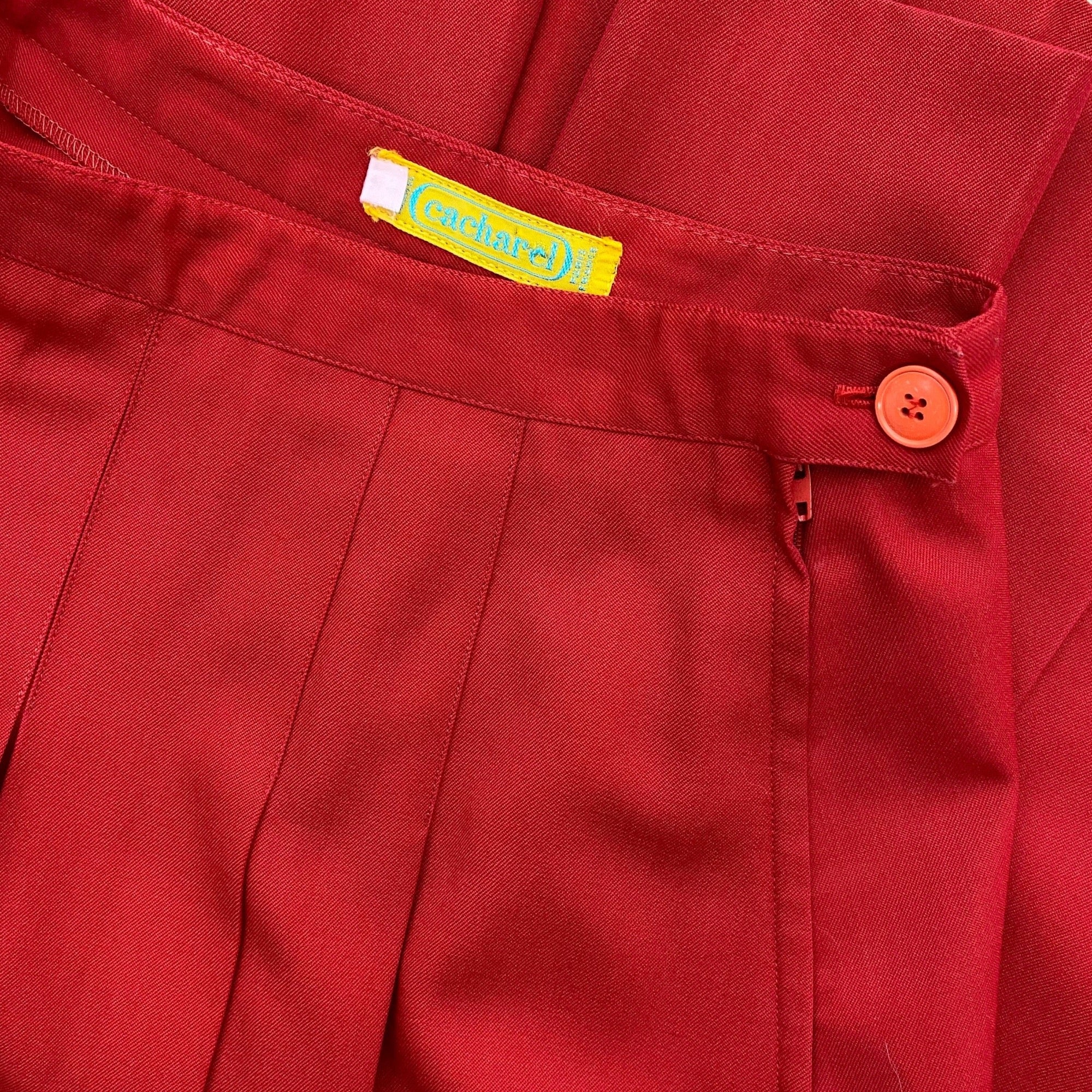 1970s Red pleated skirt, by Cacharel, size 6
