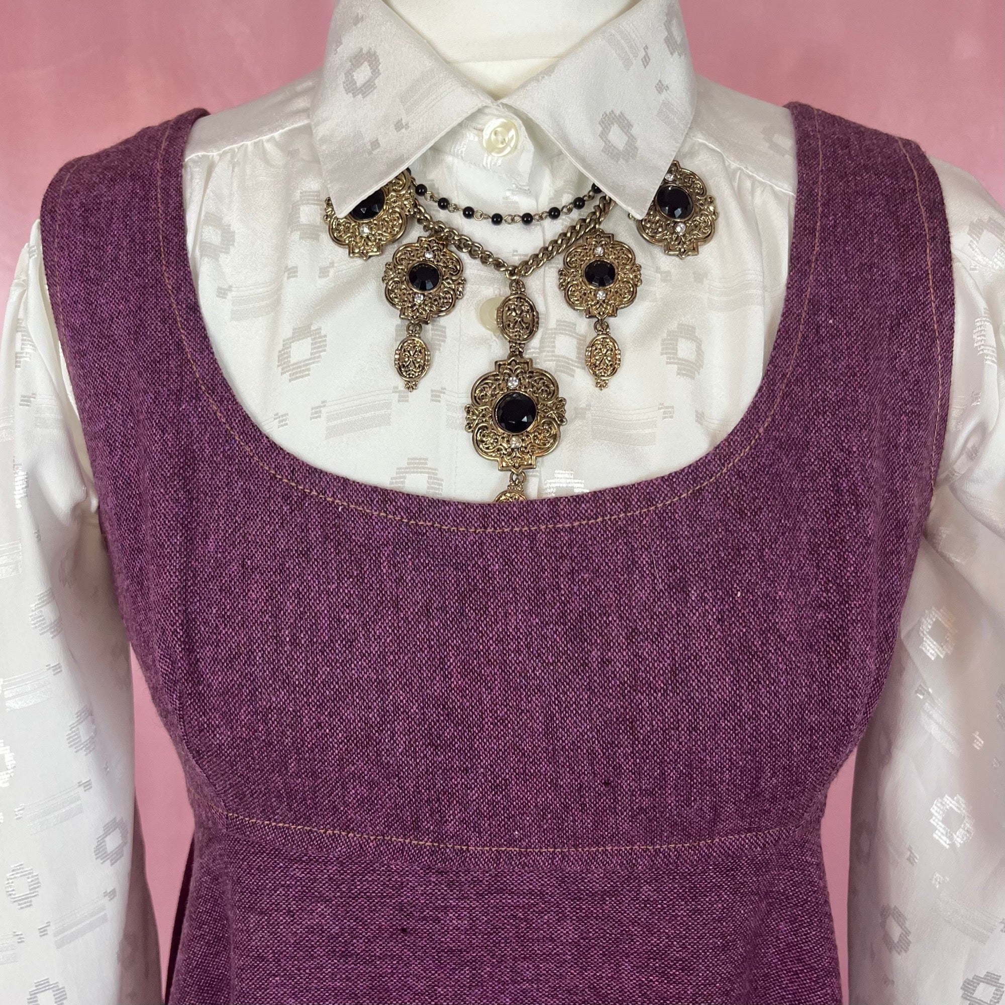 1970s Purple flared maxi dress, by Quad, size 10