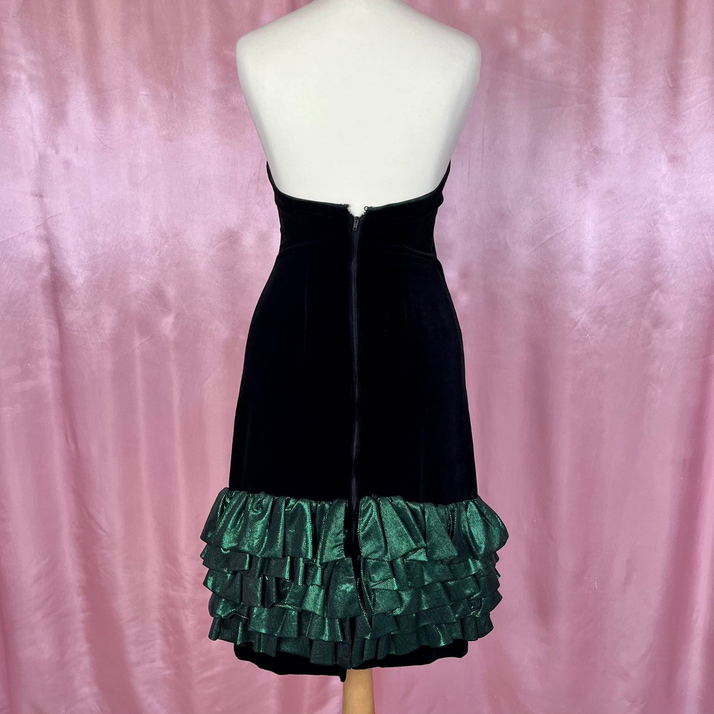 1980s Velvet rara mini dress, unbranded, size 4