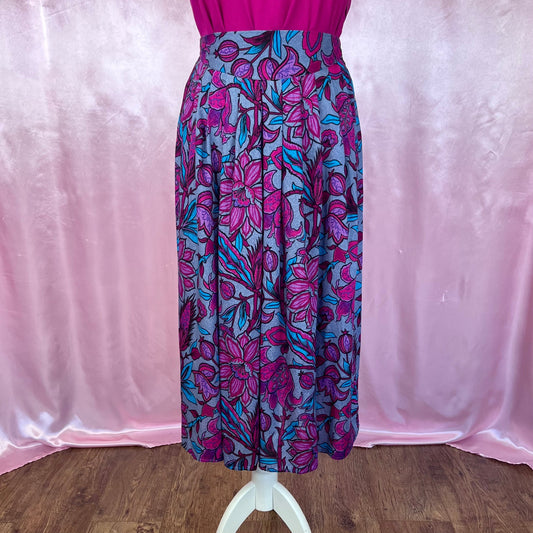 1990s floral viscose midaxi skirt, by BHS, size 8
