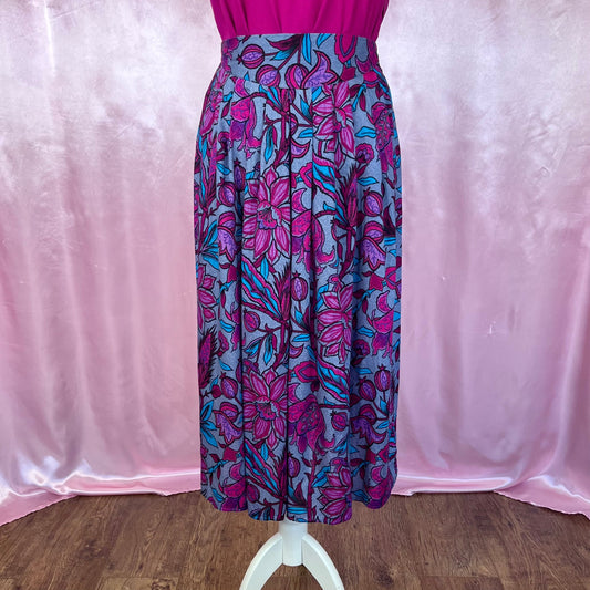 1990s Floral viscose midaxi skirt, by BHS, size 8