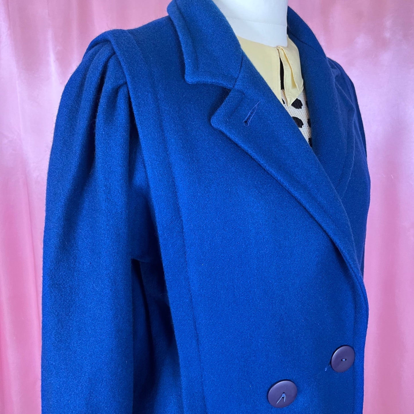 1980s Blue wool coat, unbranded, size 12/14