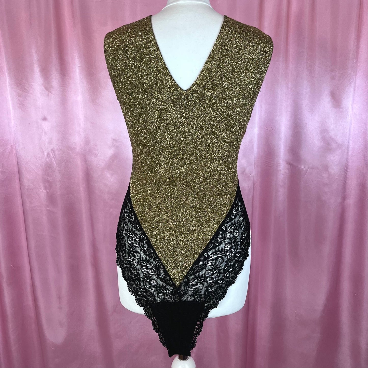 1980s Black & Gold bodysuit, unbranded, size 8